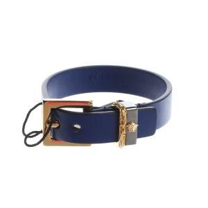 Versace Armbänder (navy) Leder - gebraucht, Armband mit Medusa-Kopf & goldfarbene Hardware