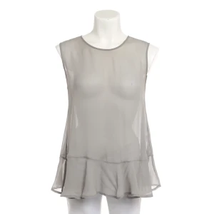 Twin Set Tops (grau, Gr. XS) Viskose - gebraucht, mit Knopfleiste am Rücken & Volant-Saum