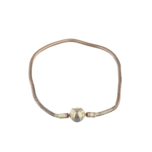 Pandora Moments Armbänder (gold) Metall - gebraucht, Armband mit Schlangen-Gliederkette & Logo-Gravur