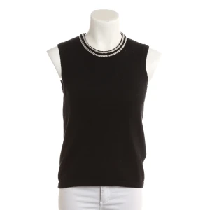 Max Mara Pullunder (schwarz, Gr. M) Baumwolle - gebraucht, Damen, mit Kontrastbesatz am Ausschnitt & Feinstrick