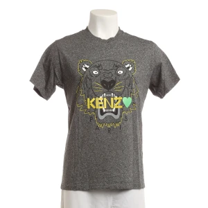Kenzo Tiger T-Shirts (grau, Gr. M) Baumwolle - gebraucht, mit Ikonischer Tiger-Print auf der Vorderseite & Kenzo Logo-Schriftzug