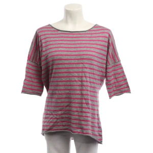 Allude Shirt (grau, Gr. L) Baumwolle - gebraucht, Damen, mit horizontal gestreift & überschnittene Schultern