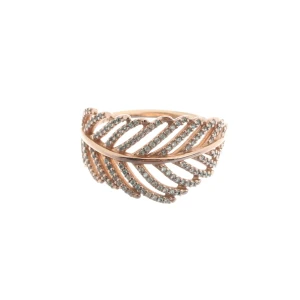 Swarovski Nice Ringe (gold) Metall - gebraucht, Ring mit Feder-Design & Kristallbesatz