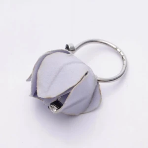 Marni Ringe (blau) Metall / Stoff - gebraucht, mit Blüten-Design & Stoff-Applikation
