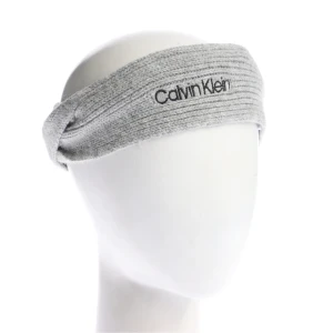 Calvin Klein Stirnband (grau) Polyamid - gebraucht, mit Logo-Stickerei & Strickmuster