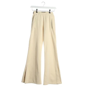 Amiri Hosen (beige, Gr. XS) Baumwolle / Leder - gebraucht, Stoffhose mit Lederdetail am Bund & Reißverschlusstaschen vorne
