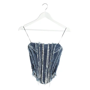 Act N°1 Tops (blau, Gr. XS) Denim / Baumwolle - gebraucht, Korsett mit Spagettiträger & ausgefranste Kanten