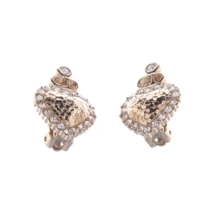 Dior Ohrringe (gold) Metall / Strass - gebraucht, mit Herzform & gehämmerte Oberfläche