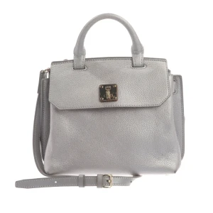 MCM Milla Handtaschen (grau) Leder - gebraucht, Schultertasche mit genarbtes Leder & goldfarbene Hardware