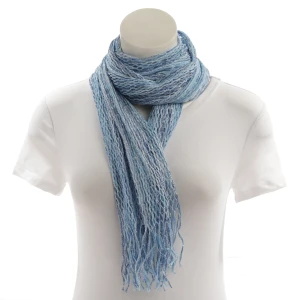 Missoni Tücher (blau) Viskose / Lurex - gebraucht, Schal mit Fransen & Metallic-Effekt
