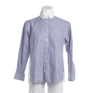 Sacai Blusen (blau, Gr. 34) Baumwolle / Spitze - gebraucht, Bluse mit gestreifte Vorderseite & weißer Spitzen-Rücken