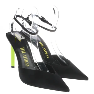 The Attico Klassische Pumps (schwarz, Gr. EUR 38) Leder - gebraucht, Slingbacks mit Spitz zulaufende Kappe & Knöchelriemen mit Schnalle
