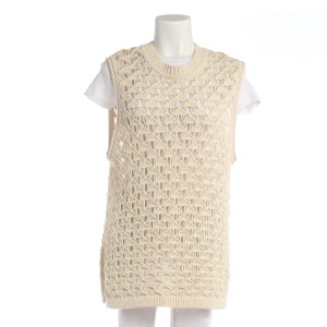 Theory Pullunder (beige, Gr. M) Baumwolle - gebraucht, Strickpullunder mit grobmaschiges Strickmuster & Rippstrickbündchen am Ausschnitt und Saum