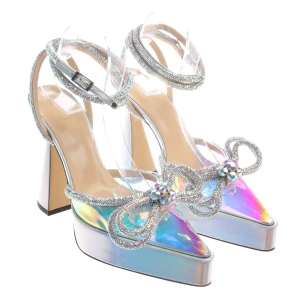 Mach & Mach Double Bow Klassische Pumps (mehrfarbig, Gr. EUR 39) Leder - gebraucht, Sandaletten