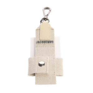 Jacquemus iPhone-Zubehör (beige) Baumwolle / Leder - gebraucht, Airpod Case mit Lederdetails & silberfarbene Hardware