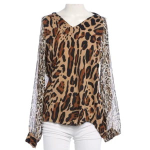 Riani Bluse 34 Braun (braun, Gr. 34) Viskose - gebraucht, Damen Leopardenmuster, Transparente Ärmel