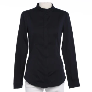 Prada Blusen (navy, Gr. 34) Baumwolle - gebraucht, Baumwollbluse mit Stehkragen & verdeckte Knopfleiste