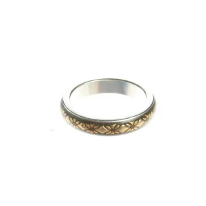 Pandora Ring (silber) 925er Sterling Silber - gebraucht, mit Blumenmuster & Goldfarbene Akzente