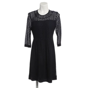 Riani Kleid M Navy (navy, Gr. M) Baumwolle / Spitze - gebraucht, Damen Geometrisches Spitzenmuster, Transparente Ärmel