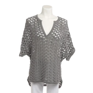 Allude Shirt S Grau (grau, Gr. S) Baumwolle - gebraucht, Damen Lochmuster, Ajour-Strick