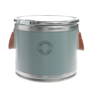 Hermès Sellier Home (blau) Sonstige Fasern / Leder - gebraucht, Aufbewahrungsbox mit Hermès Sellier Logo-Print & Ledergriffe an den Seiten