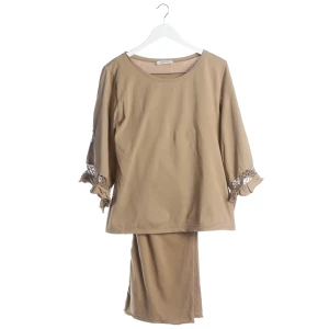 Dorothee Schumacher Sets (braun, Gr. 40) Baumwolle - gebraucht, Set mit Lochstickerei an den Ärmeln & Rüschen an den Ärmelabschlüssen