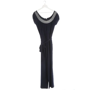 Tory Burch Jumpsuit (navy, Gr. S) Viskose - gebraucht, mit Bindegürtel & bestickter Ausschnitt