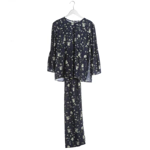 Sem Per Lei. Sets (navy, Gr. 32) Polyester - gebraucht, mit Trompetenärmel & Blumenmuster