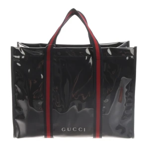 Gucci Shopper (navy) Polyamid / Leder - gebraucht, Tasche mit Lederdetails & Gürtel/Streifen in Navy und Rot