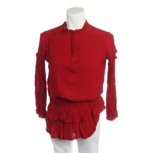 Ba&sh Blusen (rot, Gr. 34) Viskose - gebraucht, Tunika mit Rüschen am Kragen & Smok-Details an der Taille