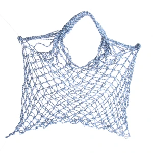 Céline Shopper (blau) Baumwolle - gebraucht, mit Netzstruktur & Gedrehte Kordel