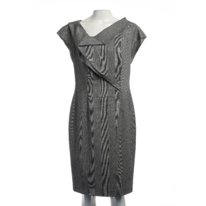 Escada Kleid 38 Grau (grau, Gr. 38) Wolle - gebraucht, Damen Drapierung am Ausschnitt, Asymmetrischer Kragen