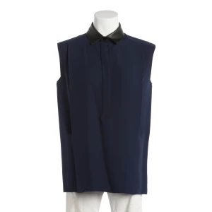 Gucci Blusen (navy, Gr. 36) Seide / Leder - gebraucht, mit Lederkragen & verdeckte Knopfleiste