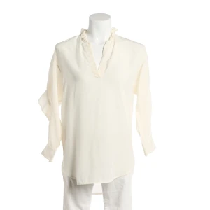 Sandro Bekleidung (beige, Gr. S) Polyester - gebraucht, mit Stehkragen mit Rüschen & Rüschenbesatz am Rücken