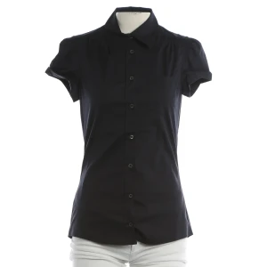 Prada Bluse (navy, Gr. 34) Baumwolle - gebraucht, Damen, mit Puffärmel & Brusttasche