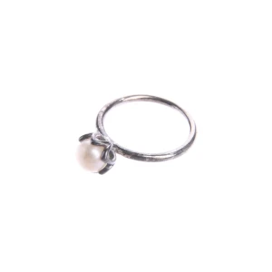 Pandora Ring (silber) 925er Sterling Silber / Perle - gebraucht, Perlenring mit Weiße Perle & Kronenfassung