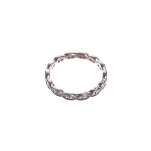 Pandora Ring (silber) 925er Sterling Silber / Zirkonia - gebraucht, mit Zirkonia-Besatz & Milgrain-Verzierung