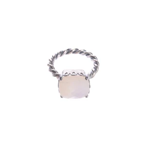 Pandora Ringe (silber) 925er Sterling Silber - gebraucht, mit gedrehte Ringschiene & quadratischer Stein