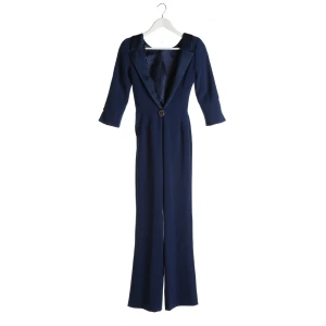 Elisabetta Franchi Jumpsuits (navy, Gr. 34) Polyester - gebraucht, mit Reverskragen & Zierknopf mit Logo-Prägung