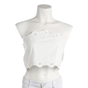 Posse Tops (weiß, Gr. M) Baumwolle - gebraucht, Bandeau-Top mit Florale Stickerei & Wellenkante