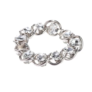 Marni Armbänder (silber) Metall / Glas - gebraucht, Armband mit Gliederkette & Kristallbesatz
