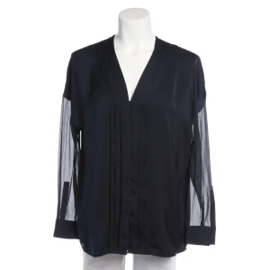 Vince Blusen (navy, Gr. 36) Polyester / Mesh - gebraucht, mit Transparente Mesh-Ärmel & Falten am Ausschnitt
