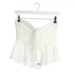 MSGM Tops (weiß, Gr. 38) Viskose - gebraucht, Bandeau-Top mit Rüschenbesatz am Saum & Gerafftes Design