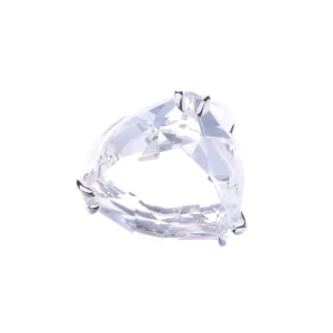 Swarovski Ring (silber) Metall / Kristall - gebraucht, mit großer facettierter Kristall & Dreiecksschliff