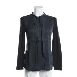 Bogner Blusen (navy, Gr. 36) Baumwolle / Seide - gebraucht, Schluppenbluse mit Schluppe & Rüschenbesatz
