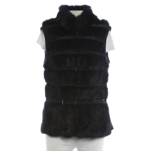 Riani Westen (navy, Gr. 38) Polyester / Strick - gebraucht, Strickweste mit Kunstfell-Besatz auf der Vorderseite & Rippstrick-Rückseite