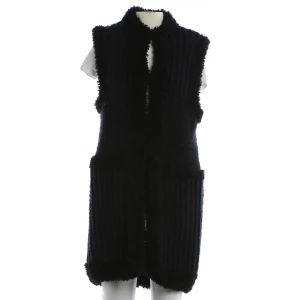 Dior Westen (navy, Gr. 34) Wolle - gebraucht, mit Grobstrick & Besatz in Shearling-Optik