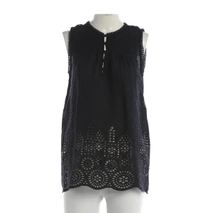 Marc Cain Top (navy, Gr. S) Baumwolle - gebraucht, mit Lochstickerei & Broderie Anglaise