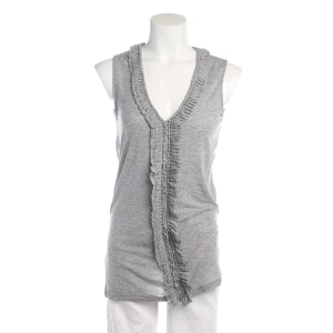 Allude Tops (grau, Gr. M) Modal - gebraucht, Top mit Rüschenbesatz am Ausschnitt und entlang der Vorderseite & Ärmellos