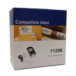 Compatible Brother P-Touch QL500BW, Etiquettes Brother DK11208 - Noir / Blanc